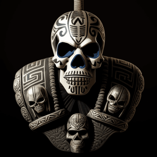 AI generated: Mexican wrestler with skull head in old engrave style