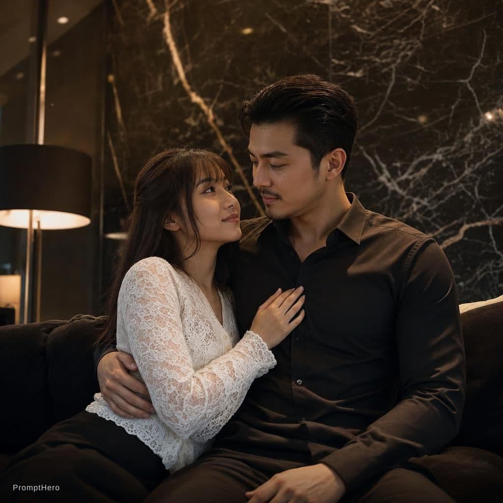 AI generated: FULL PROMPT:
Ultra-realistic intimate couple portrait, vertical 9:16.
Scene: Modern sophisticated ap...