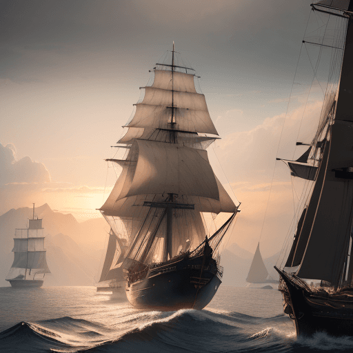AI generated: Photo of a ultra realistic sailing ship, dramatic light, pale sunrise, cinematic lighting, battered,...