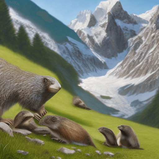 AI generated: Hyper realistic photo of a family feeding marmots, daylight, swiss alps