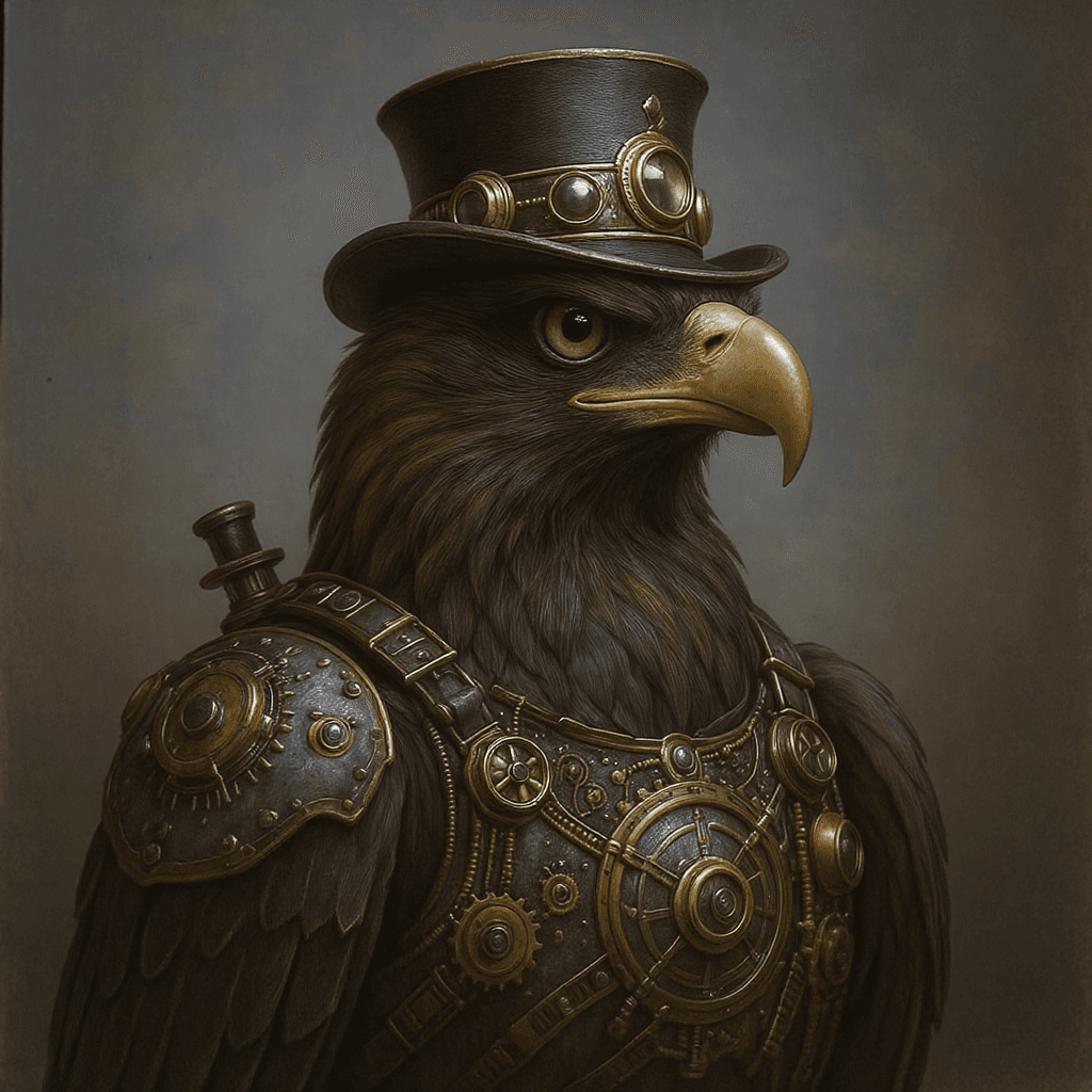 AI generated: A steampunk themed eagle