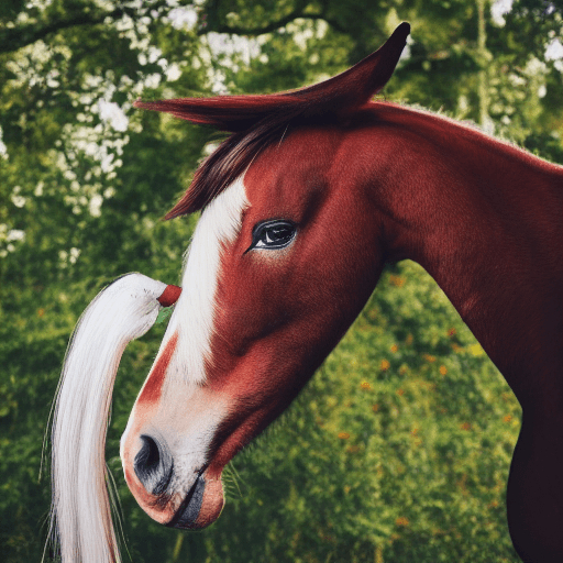 AI generated: Photography of a horse with rooster head