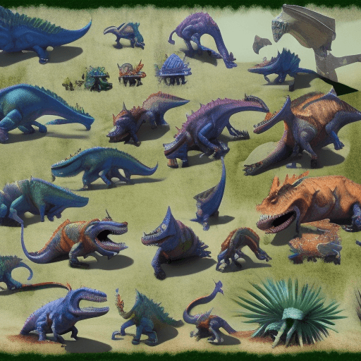 AI generated: Game Dino character sprite sheets for arcade, platformer, casual, RPG. cinematic, hyper realism, hig...