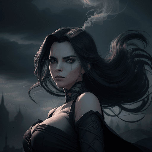 AI generated: (character of video game 1:3)::2 royal, darkness, short windblown hair and cloth, Magic the gatherin...
