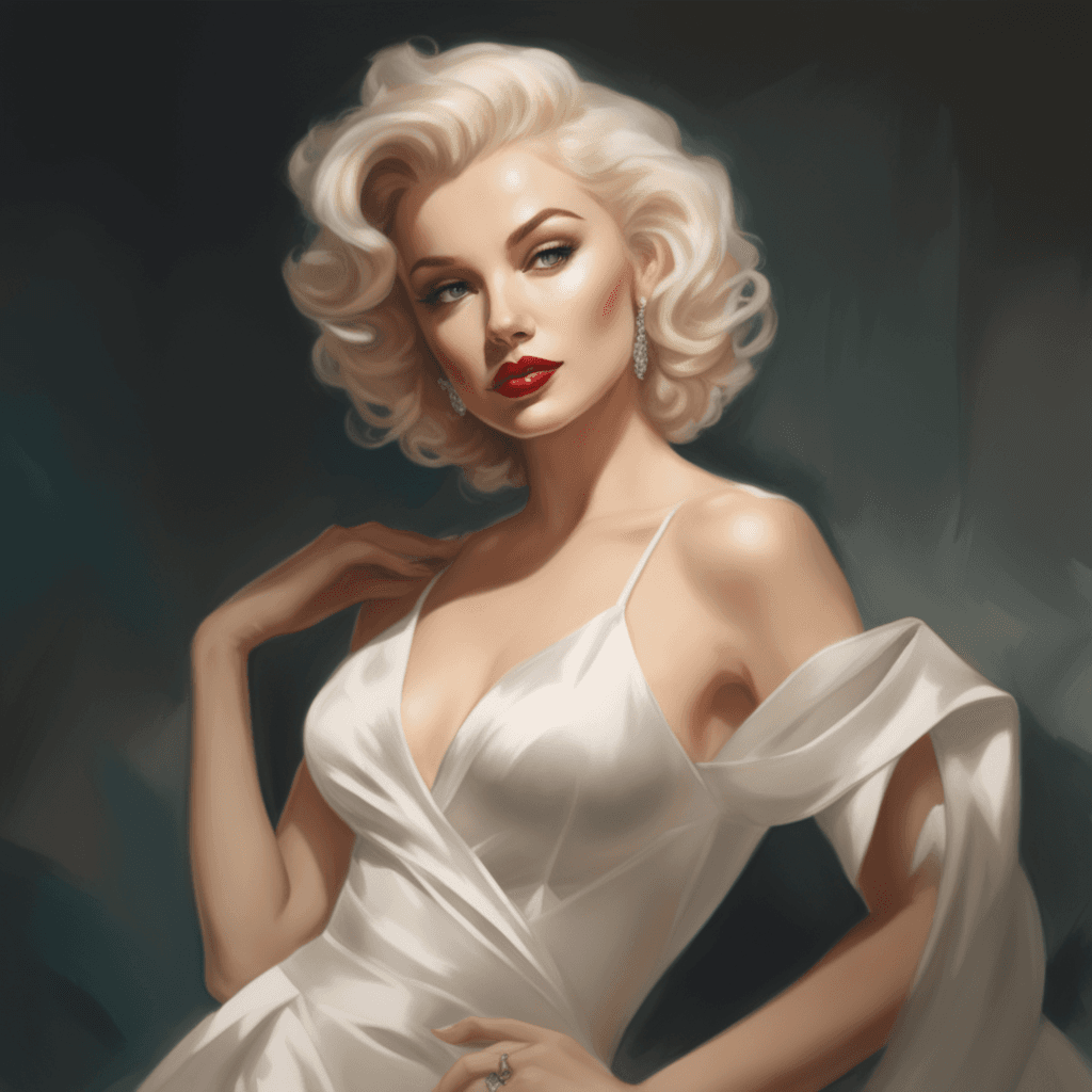 AI generated: painting of a woman in a white dress posing for a picture, inspired by stanley artgerm, style of sta...