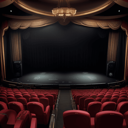 AI generated: "Luxager Studios" written on top while cameras point to a theater in which there are people on it re...
