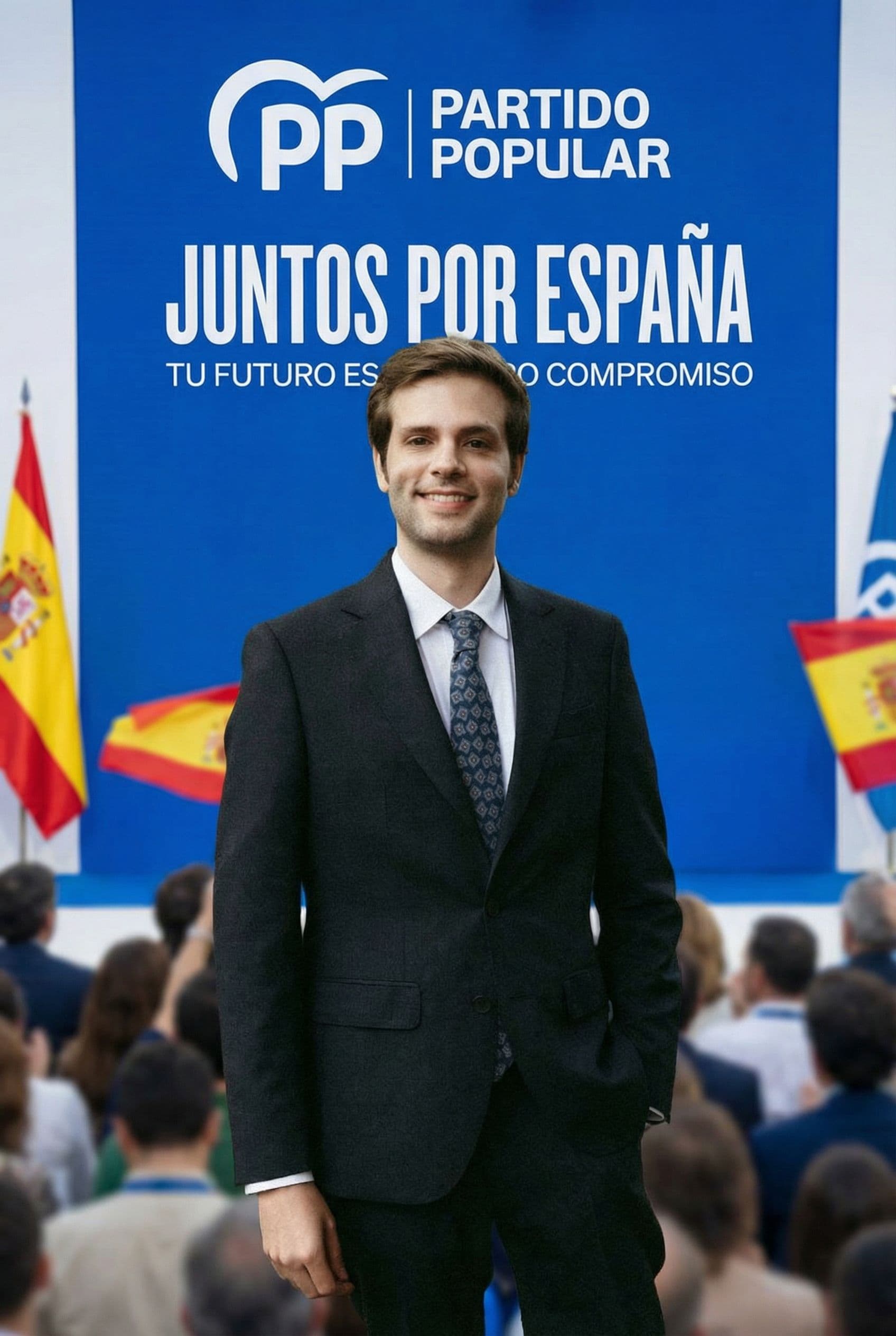 AI generated: Turn the background into a Political ad for the Partido Popular