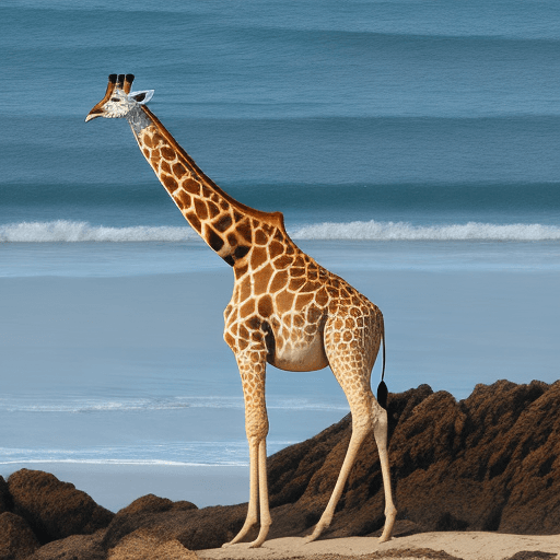 AI generated: photo of a giraffe created from sea stones