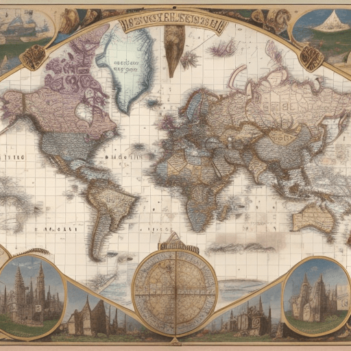 AI generated: a world map of three medieval cities

