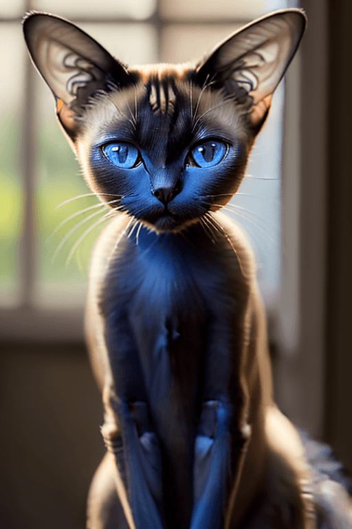 AI generated: Portrait of siamese cat blue point, yellow dress, Exquisite detail, 30-megapixel, 4k, 85-mm-lens, sh...
