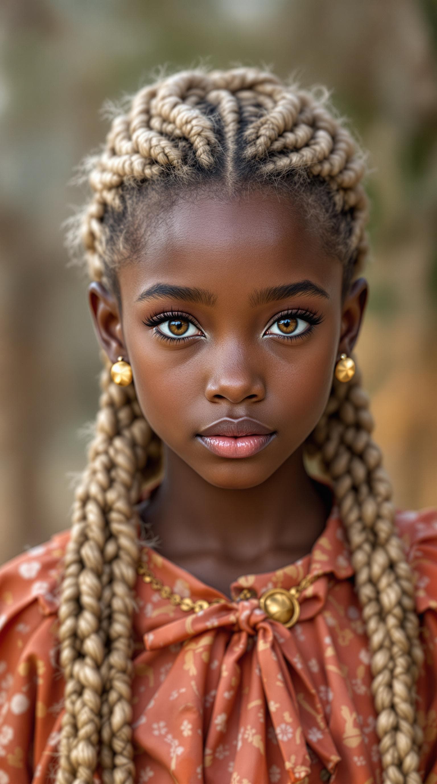 AI generated: a professional photo of a exceptionally beautiful girl in the world (age 10), (ten year old), Africa...