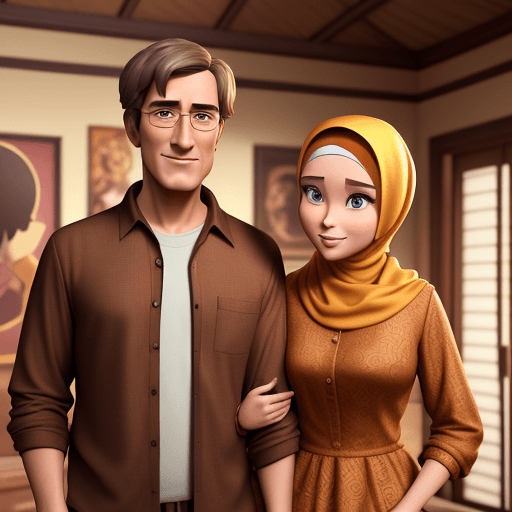 AI generated: Disney Pixar film poster, a man with short hair, handsome and kind wearing a brown long-sleeved bati...