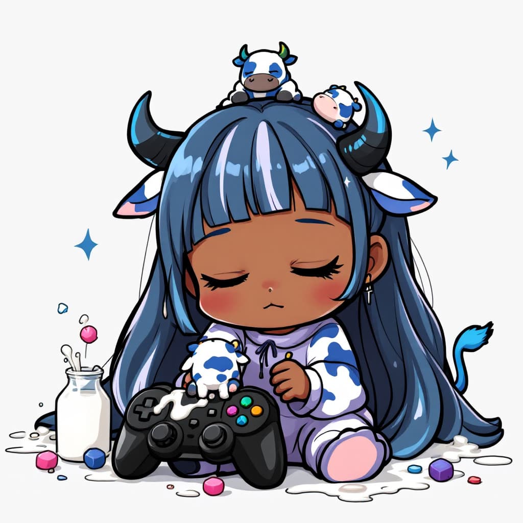 AI generated: Thick outline, best quality,grey blue theme,outline,
(chibi:1.2),(absurdly long hair,gradient hair:1...