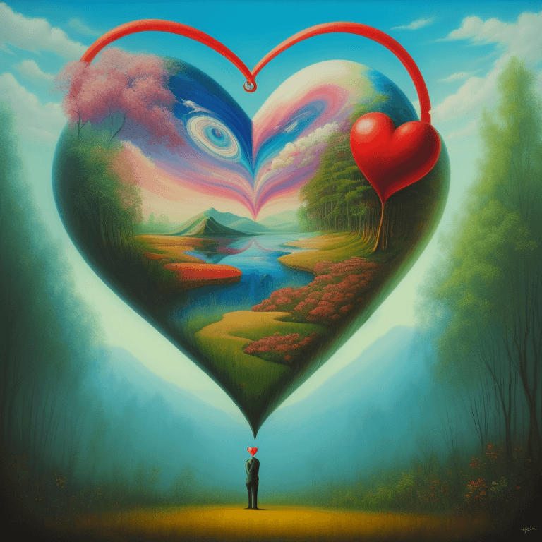 AI generated: Painting, Surreal art, heart, love and nature