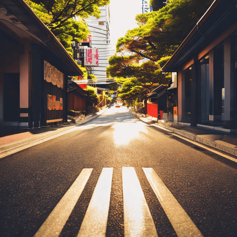 AI generated: High resolution photography japan street, classic style, warm light