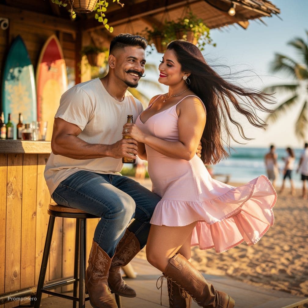 AI generated: Indian couple, naughty, sexual, adventurous, sharp looks with clear face, urban and modern, horny, v...
