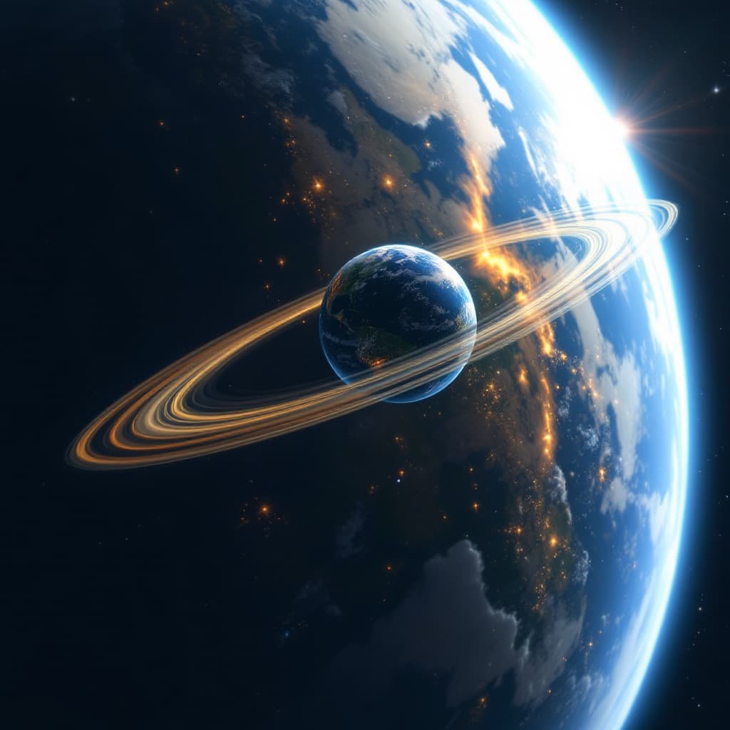 AI generated: Siam Wandelee orbiting the earth.