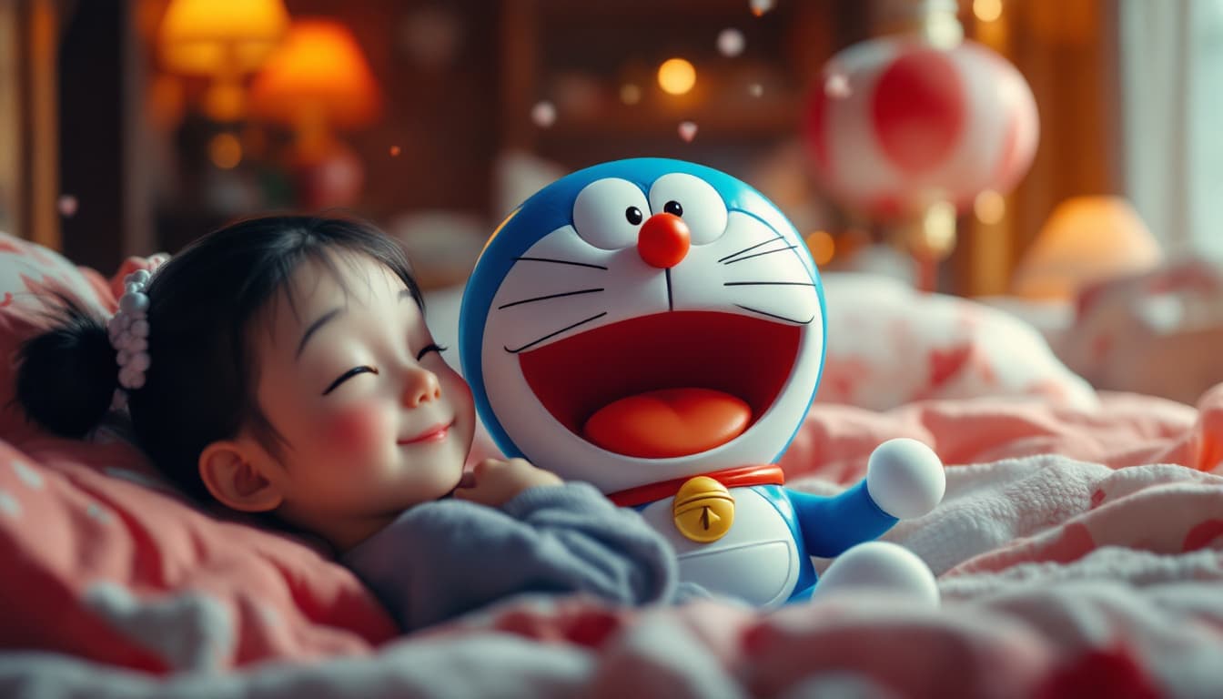 AI generated: DORAEMON AND NOBITA ON A DREAM,
 high-resolution photography, ultra-realistic --ar 1:2 --stylize 750...