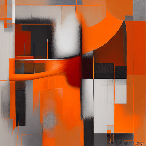 AI generated: abstract realism painting in orange and grey with modern brush techniques, in the style of bauhaus f...