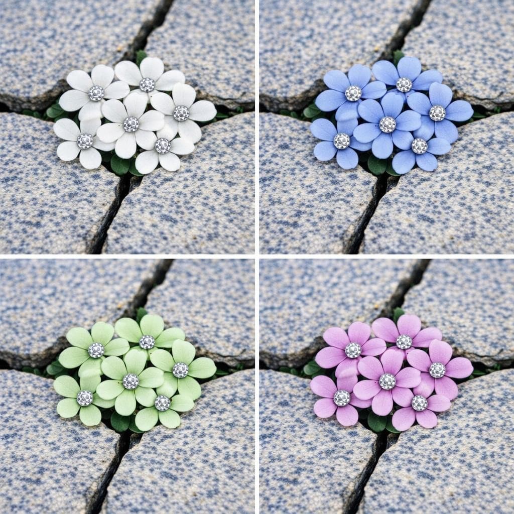 AI generated: make the center of the flowers silver 