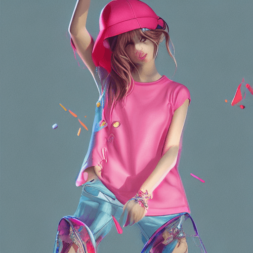 AI generated: Realistic 3d cartoon style rendering, girl, summer trend fashion clothing, candycolor clothes, new p...