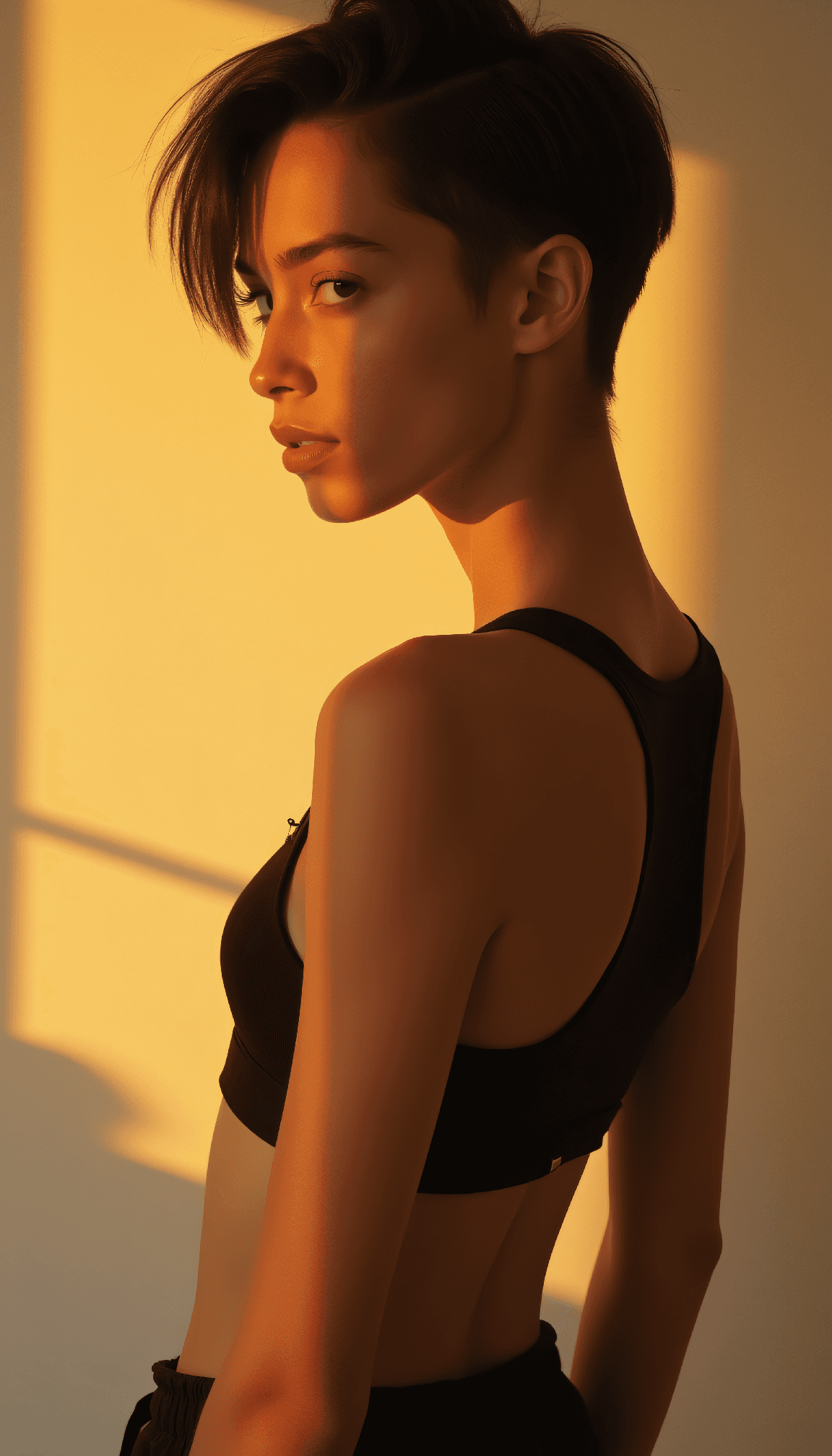 AI generated: photo of a 24 year old Druze-Sindhi female minimalist beauty, Slim waist with defined obliques that ...