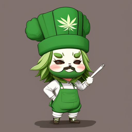 AI generated: Design an adorable, anthropomorphic chibbi cannabis_item mascot to represent a cannabis club, featur...