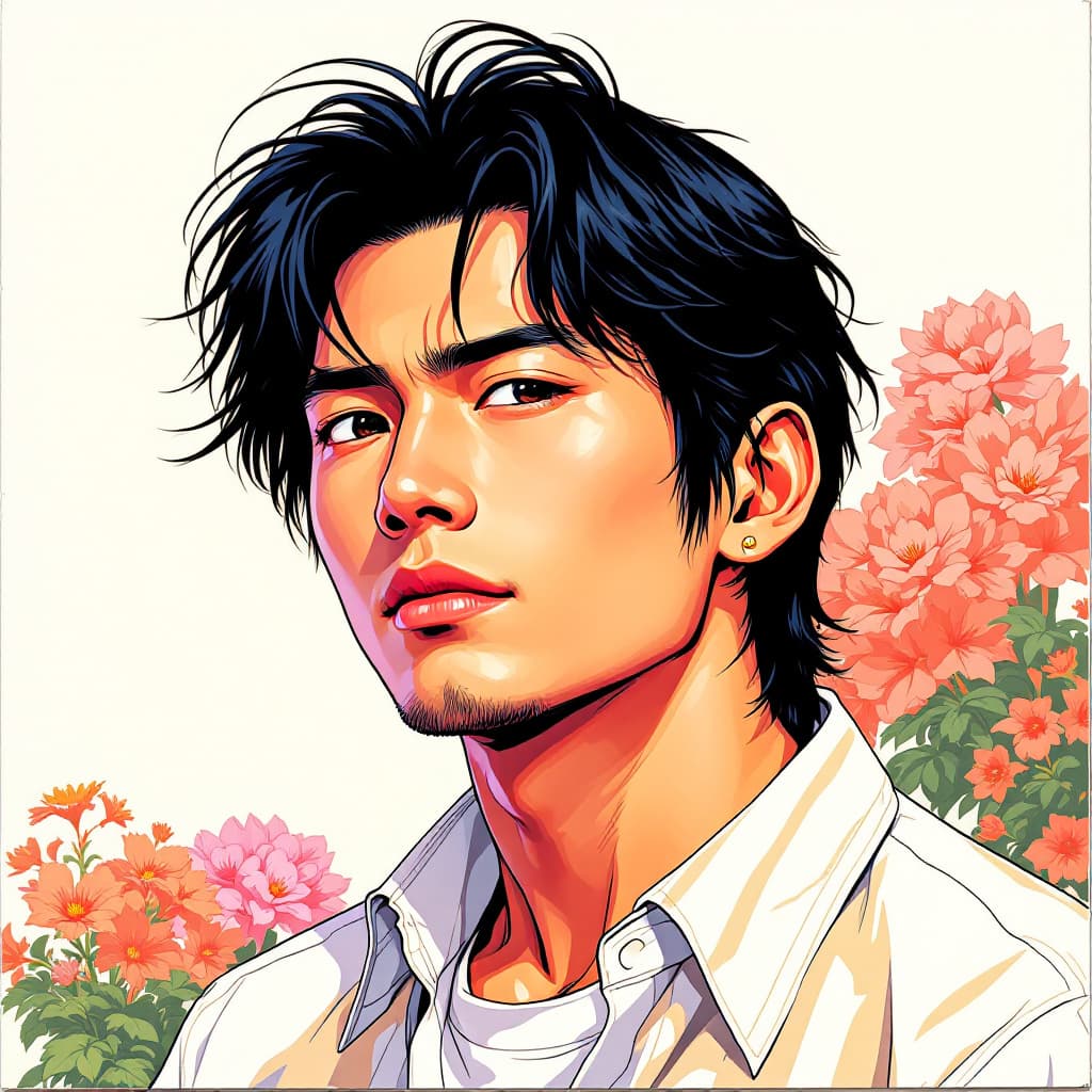 AI generated: A 1989 asian man. Full portrait. Anime art by Yutaka Minowa, Yoshiaki Kawajiri. 1989 --v 6.0 