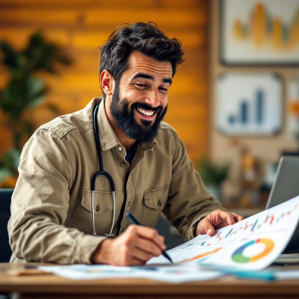 AI generated: Image of a friendly financial advisor guiding someone through charts, symbolizing trust and expertis...
