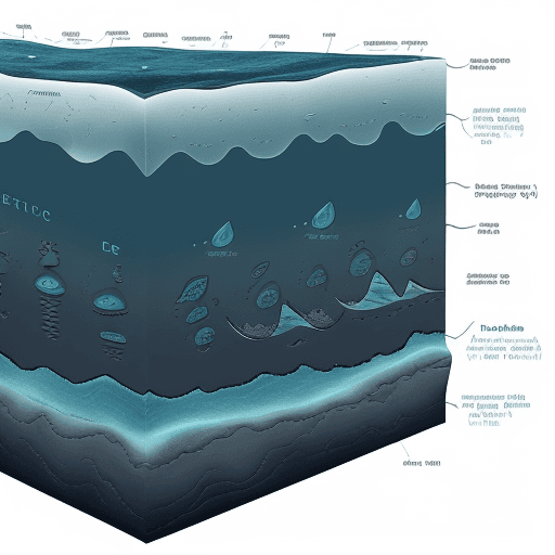 AI generated: Ocean depth profile, cartoon, 8k, 2D, epipelagic, mesopelagic, bathypelagic, plain graph, scheme, oc...