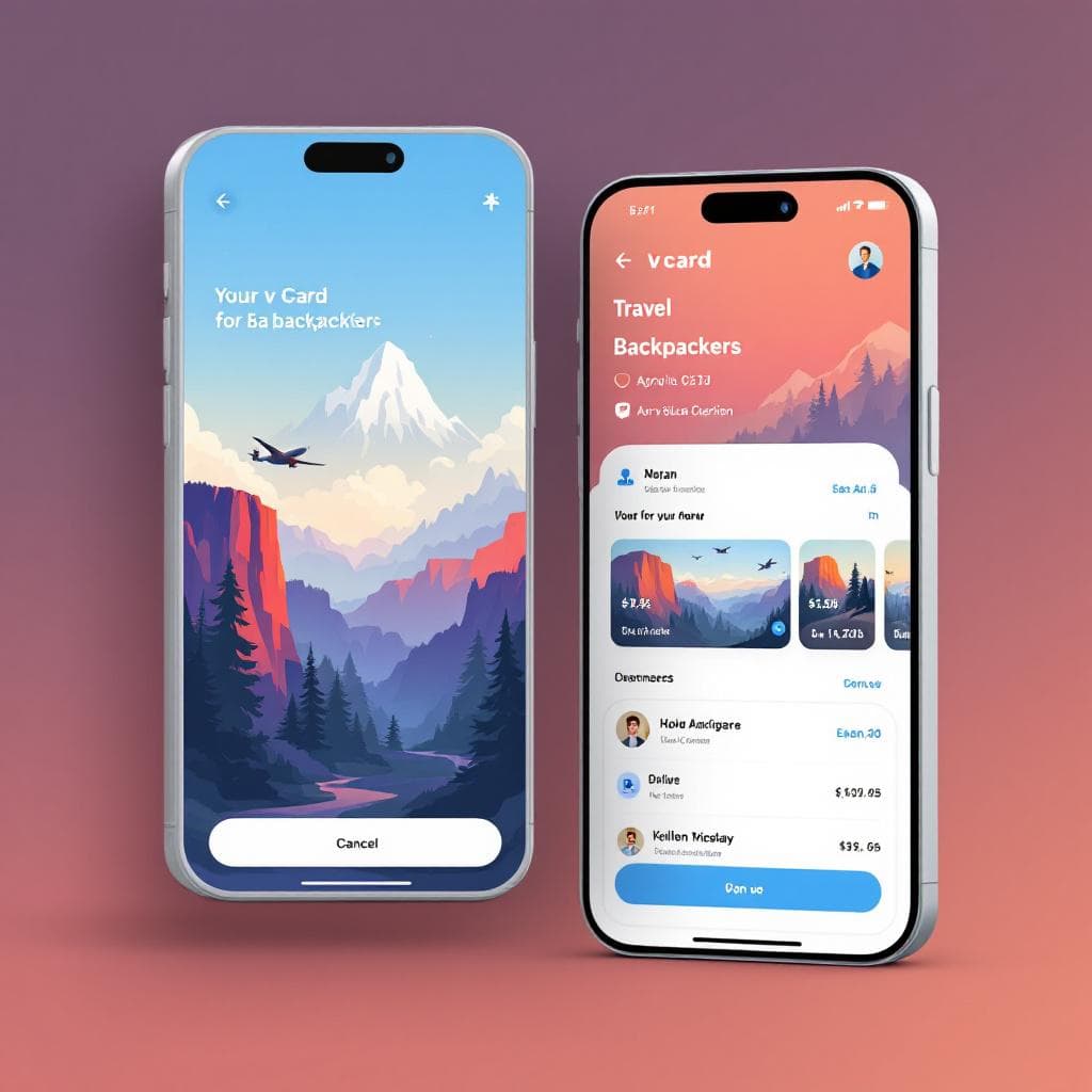 AI generated: vcard travel app design for backpackers, UI --ar 2:3 --q 2 --v 5
زر مشاركة بلوتوث زر بارك مشاركة , ز...
