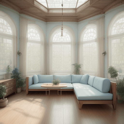 AI generated: High resolution photography interior design, dreamy sunken living room conversation pit, wooden floo...