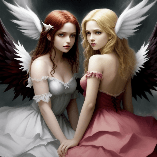 DreamShaper prompt: angel and devil