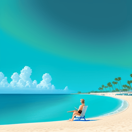 AI generated: Palmtrees near beach and sitting in krandisky style