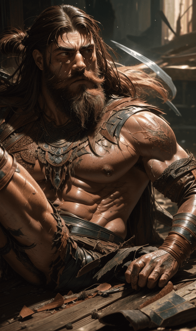 AI generated: photo of the most beautiful artwork in the world featuring a soft lustrous male hero, ((epic heroic ...