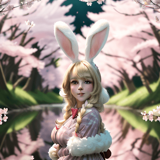 AI generated: create a 4k digital ultra realistic masterpiece. Cherry blossom forest, valentines, Furry art, furry...