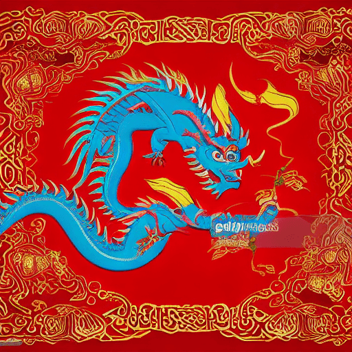 AI generated: lunar new year red dragon, in the style of Pixar animation, traditional Chinese cultural themes, int...