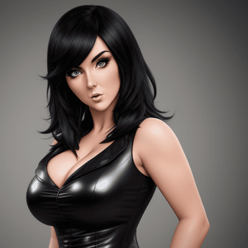 AI generated: Hyper realistic Jessica Nigri black hair black dress
