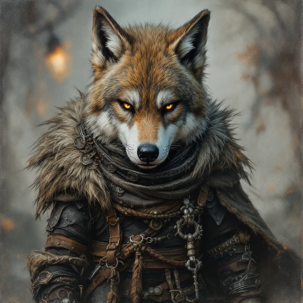 AI generated: detailed full body concept art illustration, dark soft focus, plague style oil painting on canvas of...