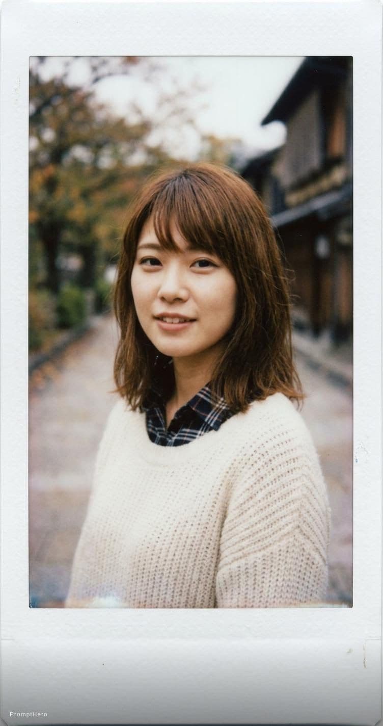 AI generated: Japanese girl, 18-21 years old, brown hair, high-quality photo portrait, shot on a Polaroid camera, ...