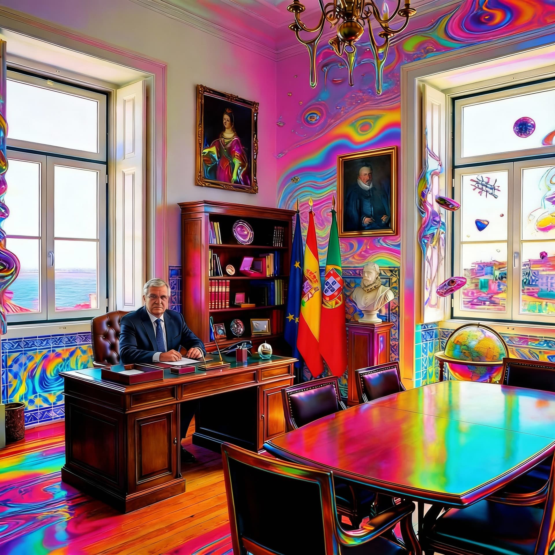 AI generated: the room becomes psychodelic