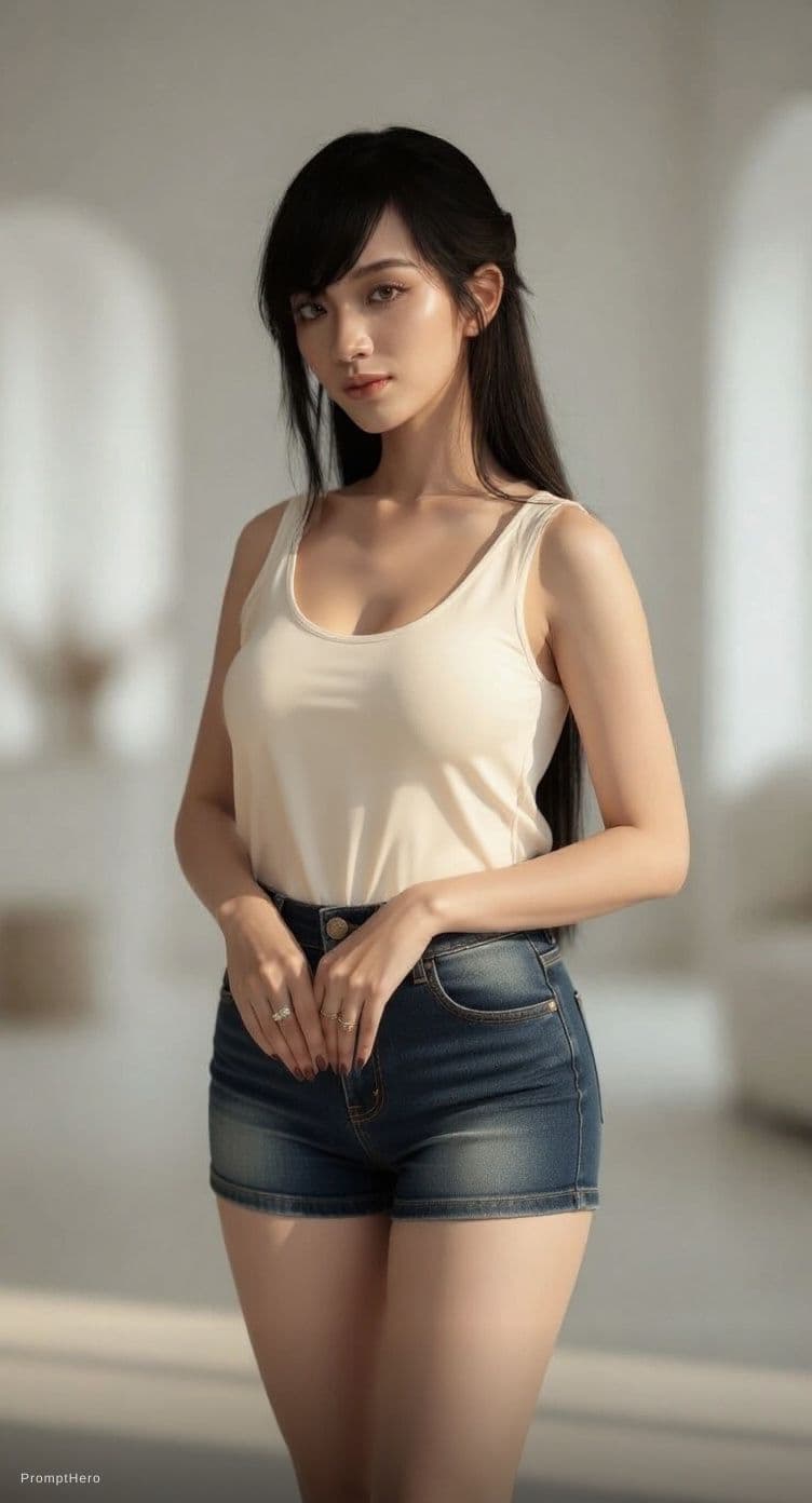 AI generated: wear Oversize Very Loose lower Neck Tank Top.
