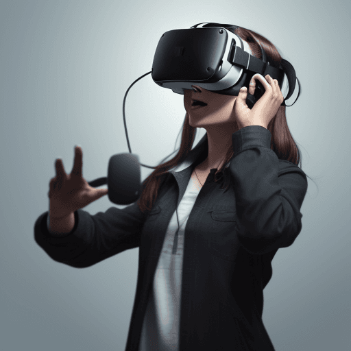 AI generated: image of someone wearing a virtual reality headset playing having a fantastic experience
