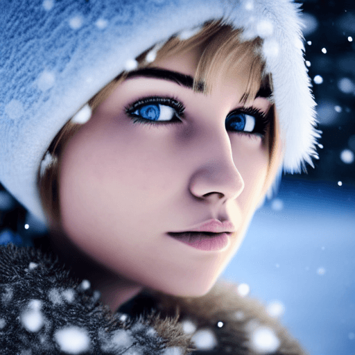 AI generated: ultra detailed, detailed, girl with short hair blonde, natural, realistic, cinematic, light, snow