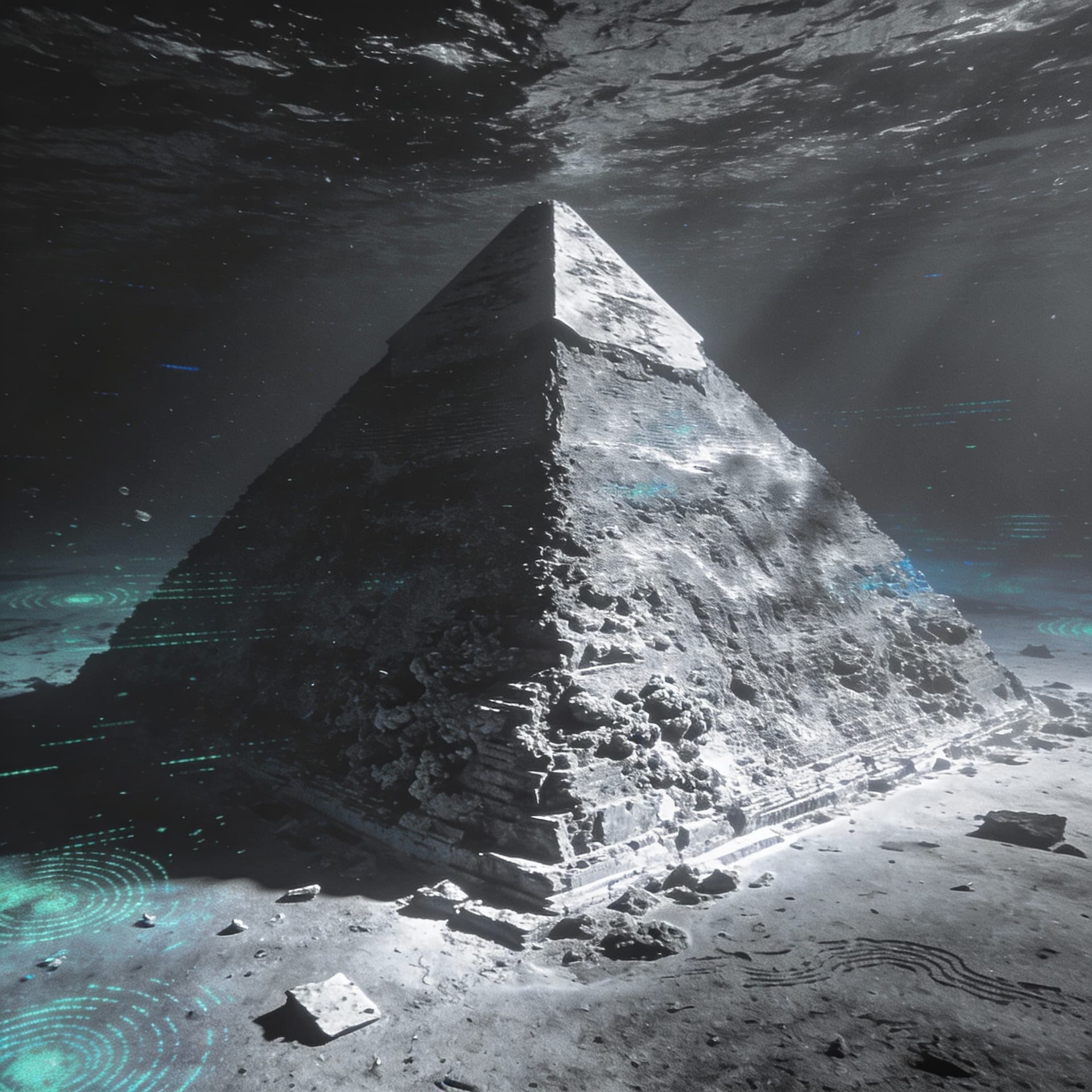 AI generated: A mysterious sonar image showing a massive pyramid-like structure on the floor of the Atlantic.