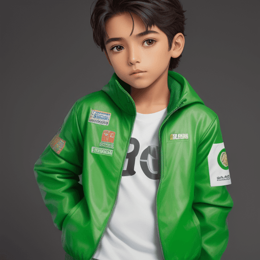 AI generated: <JP21>, 1 niño, chaqueta de cuero