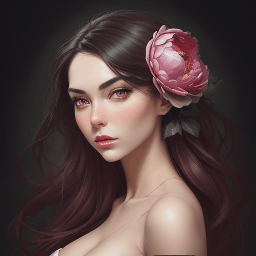 AI generated: Design a hyperrealistic superior commercial illustration featuring a model adorned with elegant peon...