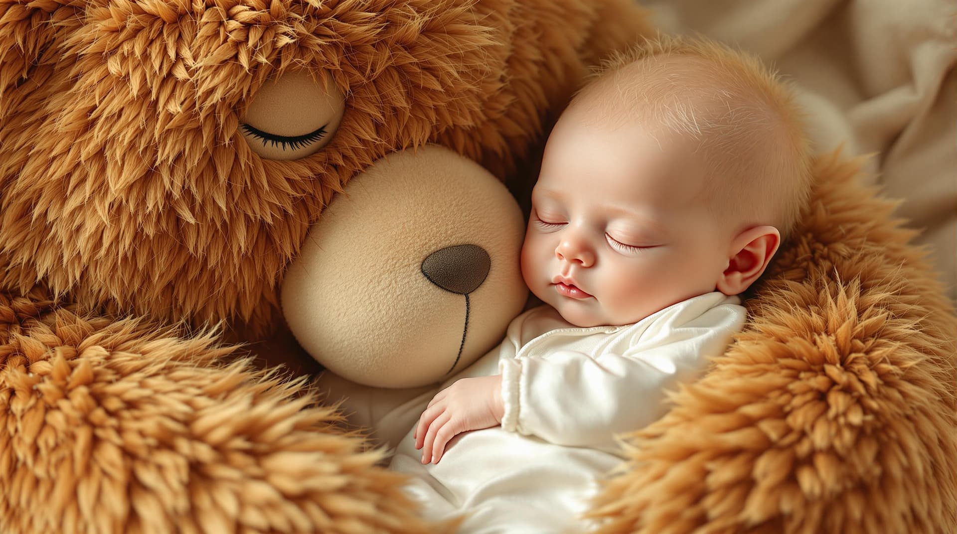 AI generated: in the arms of an angel, a beautiful and (cute alien baby ) with topaz color hairs duvet ,pointed ea...