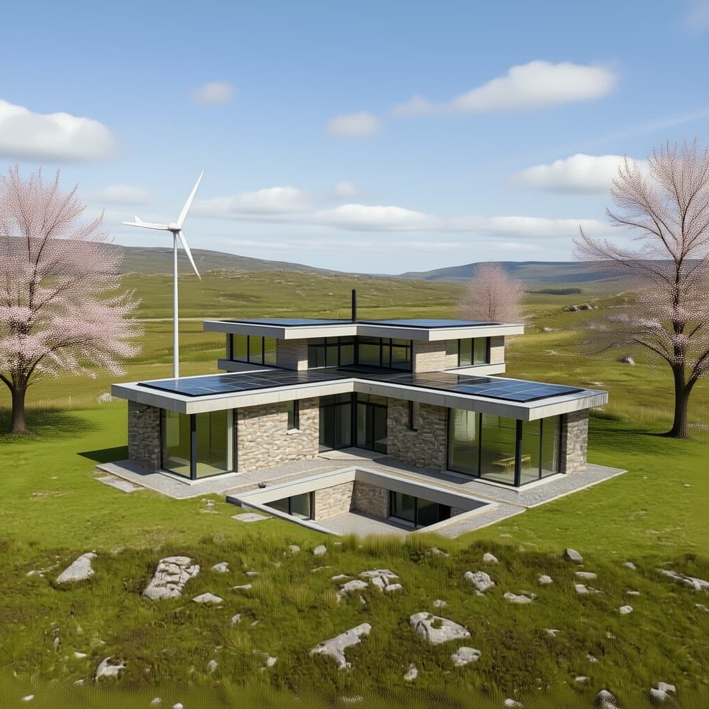 AI generated: Shorten the cross sides of the building in half. Keep one level but make the whole building (not jus...