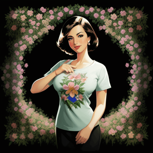 AI generated: A beautiful garden painting, flowers, birds, vector, tshirt illustration, by Arthur Sarnoff, Arabic,...